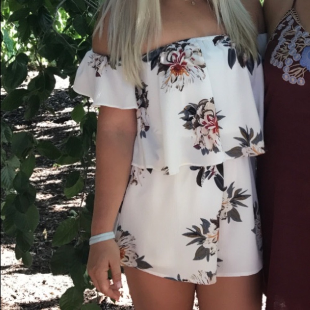 White Flower Pattern Romper